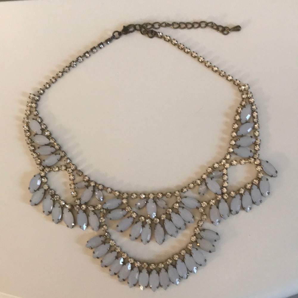 J crew white and faux diamonds statement necklace